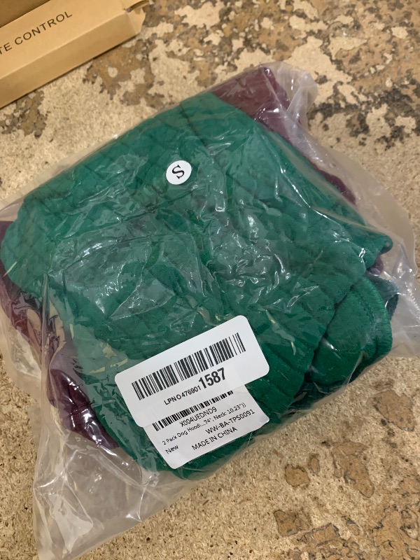 Photo 1 of 2 Pack Dog Hoodie Sweaters for Small Medium Dogs Warm Dog Clothes for Large Dogs Soft Waffle-Like Laminated Sweatshirt Bulldog (Dark Green+Wine Red, S (Back: 11.5",Chest: 15.5", Neck: 10"))