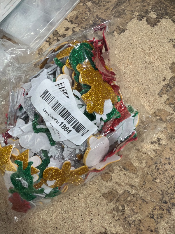 Photo 1 of 300 Pcs Christmas Foam Stickers Bulk, Self-Adhesive Christmas Stickers DIY Craft, Glitter Santa Claus Snowman Snowflake Pattern, Xmas Party Favors Winter Holiday Decorations