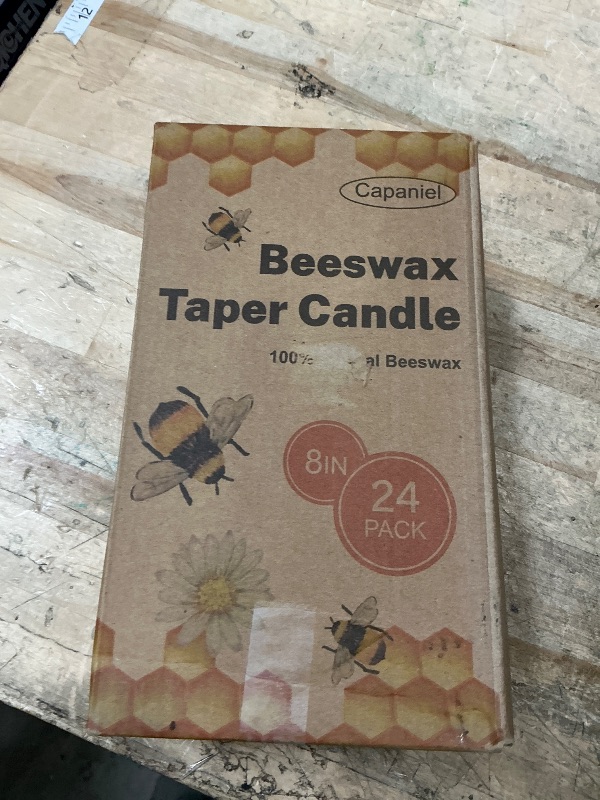 Photo 1 of  Natural Beeswax Taper Candles 8 inch Beeswax Candles Smokeless Unscented Pure Bees Wax Candlesticks 8 Hour Burn Time Dripless Bees Wax Candles for Home Prayer