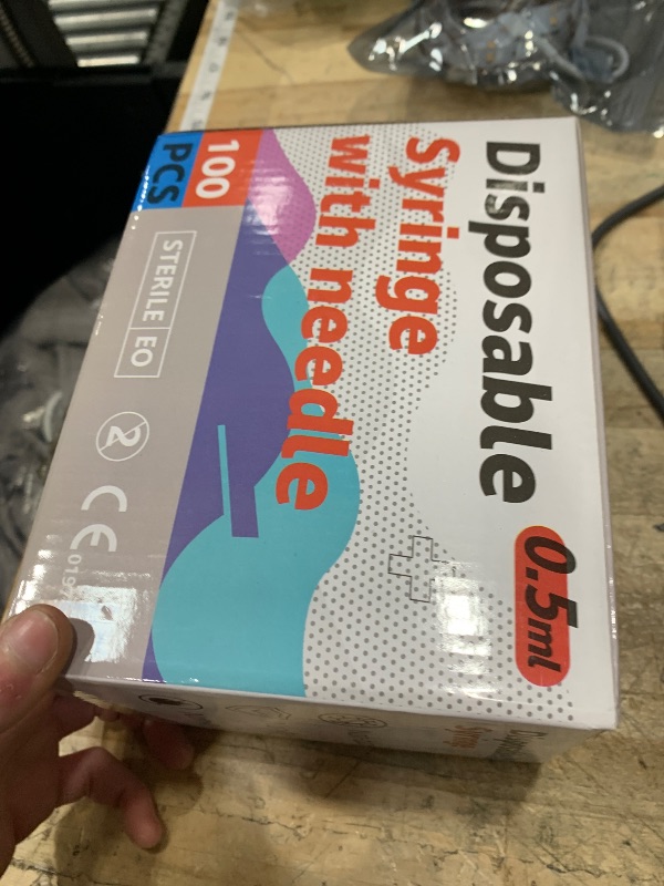 Photo 1 of 0.5ML Syringe, Lab Supplies Syringes 31G 5/16 Inch, Individually Wrapped, Pack of 100