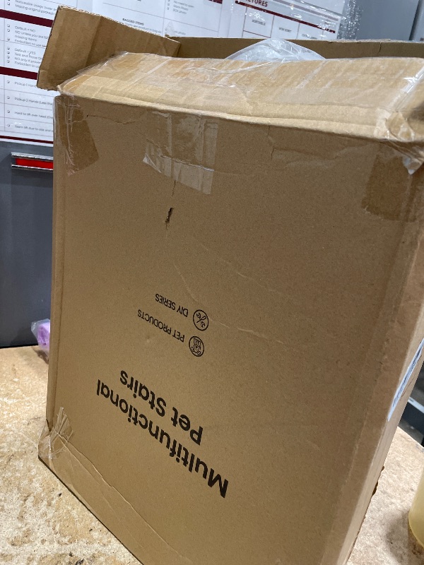 Photo 1 of (MISSING PARTS/SCREWS)Pawque Dog Stairs & Cat Scratching Post Pet Steps for High Beds Couch, High-Strength Boards Holds up to 150 lbs for Indoor Small Cats Kittens Dogs Climbing Playing, 3 Combination Options, 3 Steps-Grey