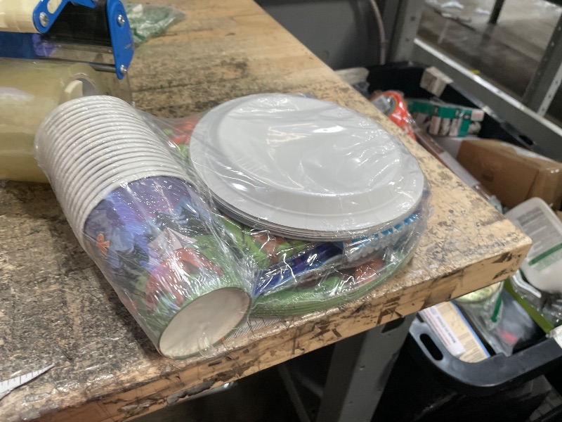 Photo 1 of 141Pcs Camping Birthday Party Decorations Bonfire Plates and Napkins Cups Straws Cutlery Sets Supplies for Happy Camper Baby Shower Decor Camping Theme Party Decorations