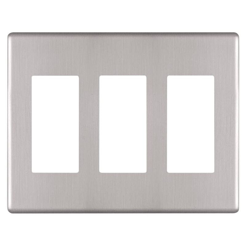 Photo 1 of GE Paddle Rocker Switch - Single Pole Switch, On/Off, Replacement for Light Switches & Ceiling Fans, Grounding, UL Listed, White, 50726/Amerelle 140RRRBN Siena Wallplate, 3 Rocker, Steel, Brushed Nickel, 1-Pack