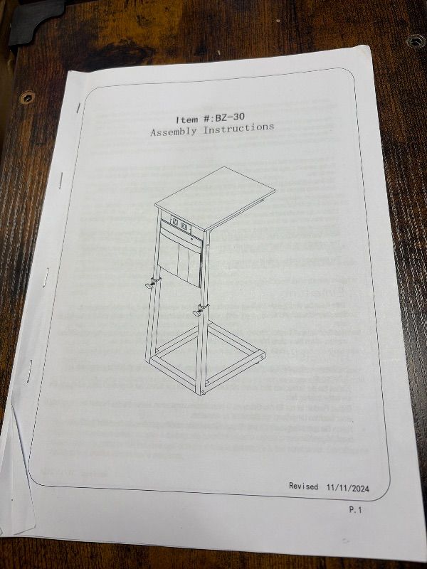 Photo 1 of ***FOR PARTS ONLY***
Vagusicc C Shaped End Table with Charging Station, Adjustable Height Side Table for Couch, Small Sofa Table with Storage Bag, Slide Under Sofa TV Tray Snack Arm Tables for Living Room, Bedroom, Brown