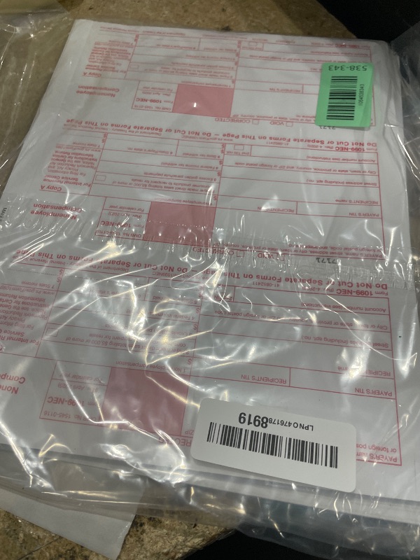 Photo 1 of 1099 NEC Forms 2025, 50 Pack 3 Part Laser Tax Forms Kit Pack of Federal/State Copy's, 1096's. Great for QuickBooks and Accounting Software, 2025, 1099-NEC 50 Pack