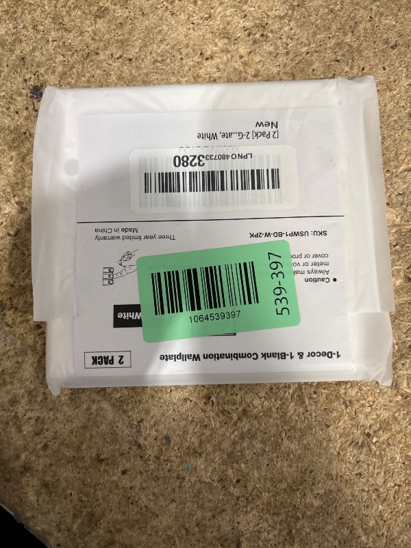 Photo 1 of [2 Pack] BESTTEN 2-Gang Combination Wall Plate, 1-Gang Decorator Switch Cover, 1-Decor/1-Blank, Standard Size, Unbreakable Polycarbonate, White