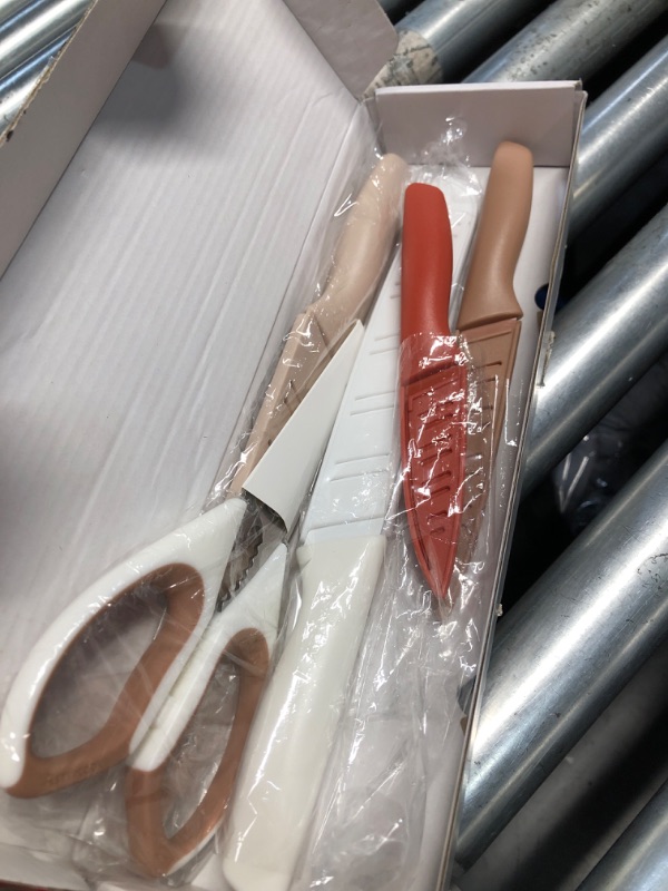 Photo 1 of ***Missing Pieces, see notes/ photo*** Astercook Knife Set, 13 Pieces Kitchen Knives Set with Healthy Anti-Rust Coating, Dishwasher Safe, Stainless Steel Chef Knife Sets with 6 Blade Guards, Perfect Holiday Gifts for Kitchen