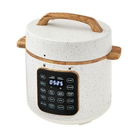 View 1 of ***HEAVY USE DIRTY***The Pioneer Woman Linen Speckle 6-Quart Pressure Cooker with Touch Control Display
