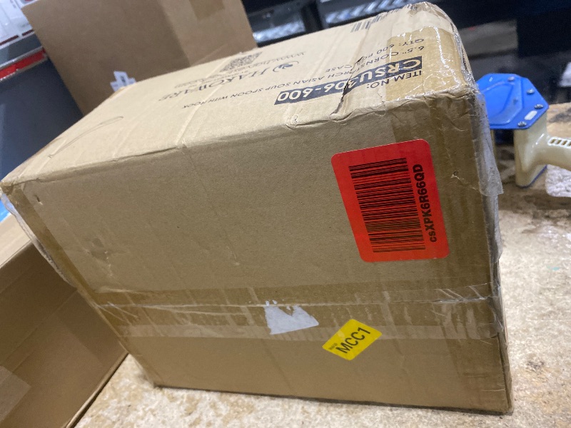 Photo 1 of [600 COUNT] HAKOWARE Disposable Asian Soup Spoons with Hook, Plastic-Free Heavy Duty Spoons, made from Crystalized Cornstarch, for Take-out Ramen Pho Noodles