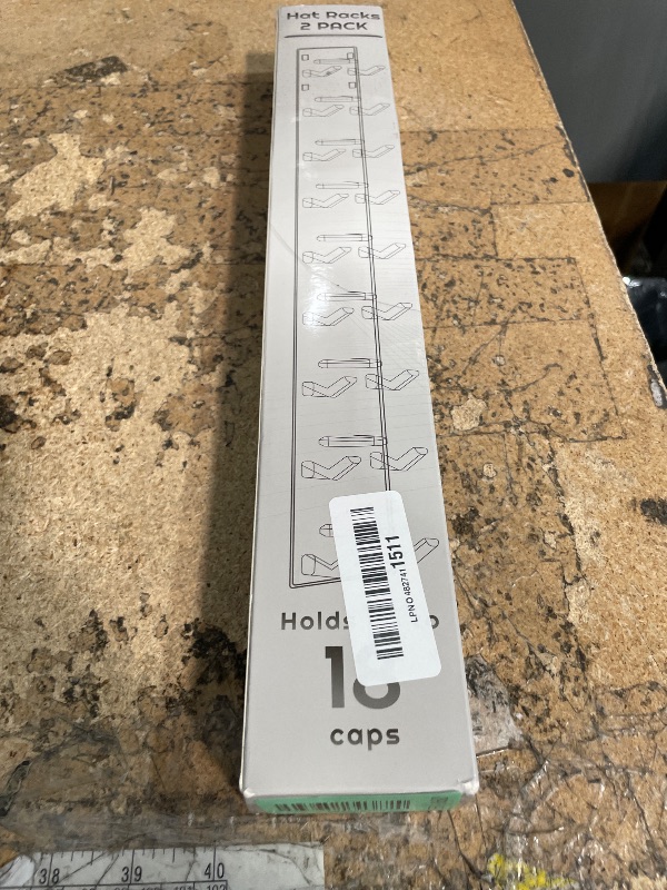 Photo 1 of 2 Pack Hat Organizer for Baseball Caps, Strong Adhesive Hat Rack for Wall, Multilayer Hat Storage Display Holder, Wall Mounted Hats Hooks Hold up to 18 Hats for Closet Door and Bedroom (White)