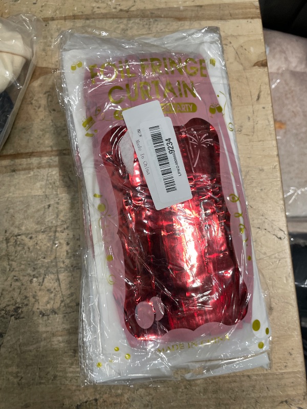 Photo 1 of 10 Pack Red Backdrop Curtain 3.2ft x 8.2ft Metallic Tinsel Foil Fringe Curtains Photo Booth Background for Birthday Party Decoration Baby Shower Engagement Wedding Christmas Decoration (Red)