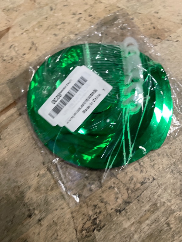 View 2 of 30 PCS Party Swirl Decorations Green Shinny Foil Hanging Swirl Decorations with Double-Swirls and Single-Swirls Plastic Streamer for Ceiling Plastic Metallic Streamer for Party Decorations