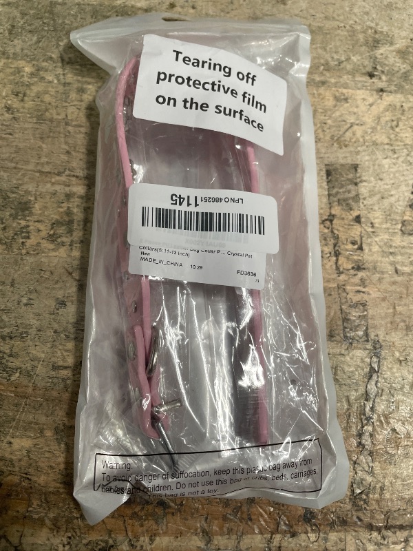 Photo 1 of 2 Pieces PU Leather Dog Collar Pink Rhinestone Pet Collar Flower Pattern Studded Dog Collar Adjustable Bling Puppy Collar PU Leather Crystal Pet Collars(S:11-13 Inch)