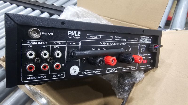 Photo 1 of ***MISSING REMOTE***Pyle 200W Audio Stereo Receiver - Wireless Bluetooth Power Amplifier Home Entertainment System w/ AUX in, USB Port, 2 Karaoke Microphone Input, Remote, Black - PDA5BU.0