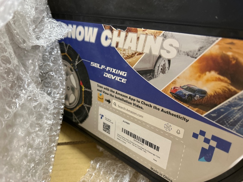 Photo 1 of (unkown model view images) Snow-Chains Auto Fixing 1 Min Quick Fit Easy Installation Tire-Chains, Portable Reusable Universal Emergency Tire Traction Chain for Passenger Car, Pickup Trucks and SUV - Set of 2 (HKN-140)