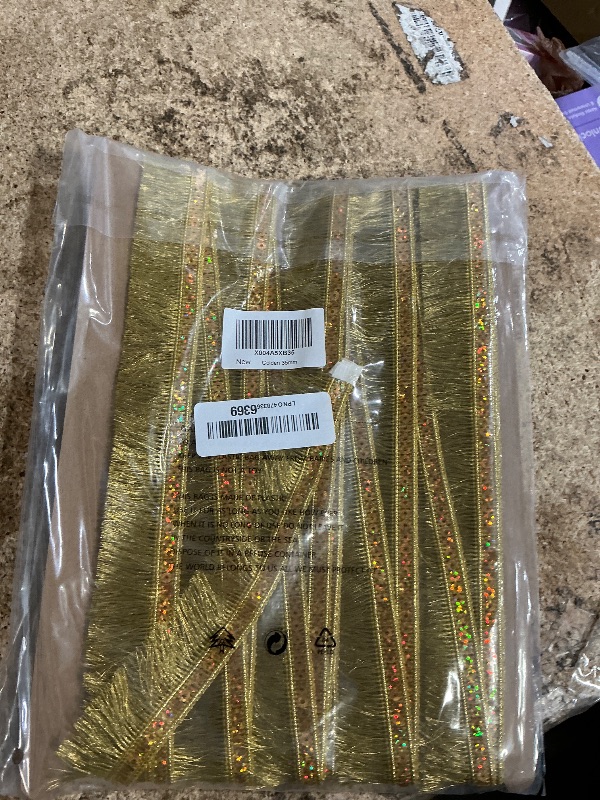 Photo 1 of 10 Yards 3.5cm/1.38inch Wide,Golden Sewing Fringe Trim,Fringe Tassel for Skirt Wedding Dress Lamp Shade Decoration(Golden)
