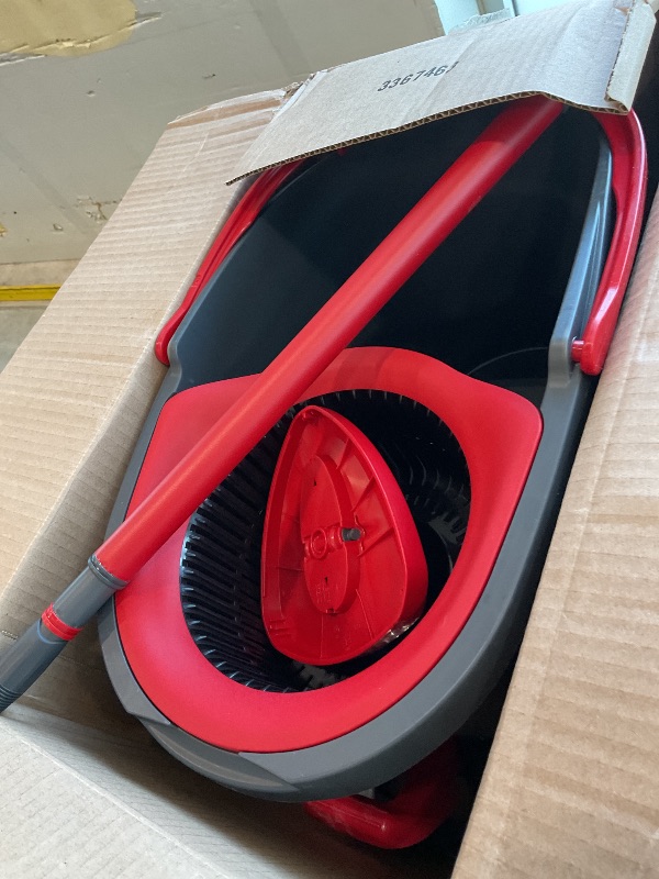 Photo 1 of **PARTS ONLY**O-Cedar EasyWring Microfiber Spin Mop, Bucket Floor Cleaning System, Red, Gray, Standard