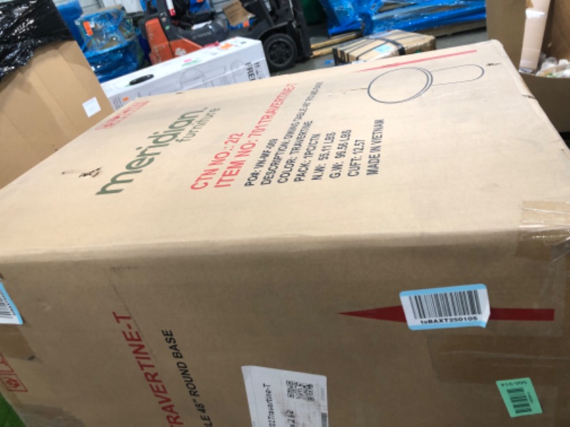 Photo 1 of ***factory seal***
Meridian Furniture 701Travertine-T Cosenza Collection Art Deco 48.5" Indoor/Outdoor Concrete Dining Table with Travertine Finish, 48.5" W x 48.5" D x 30" H, Travertine