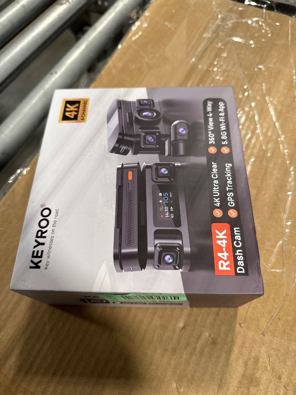 Photo 1 of ** UNKNOWN FUNCTIONALITY ** KEYROO 360° View 4K 4 Channel Dash Cam Front and Rear Inside Left Right, Built-in GPS, 5.8GHz WiFi, Car Dash Camera for Cars with App Connect, Support Parking Mode, G-Sensor, Free 128GB Card