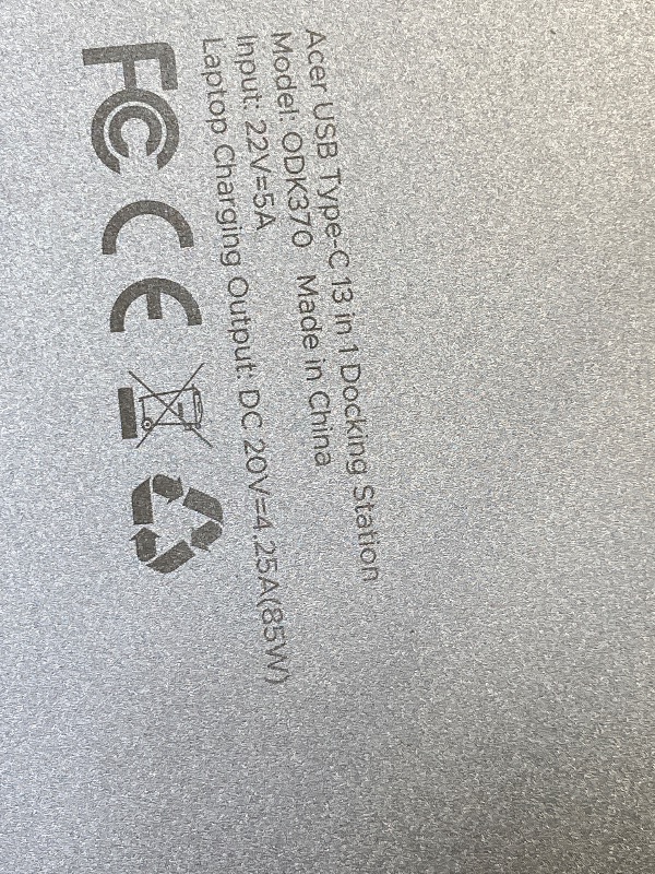 Photo 1 of ** SOLD AS IS NO RETURN/REFUNDS**
Acer Premium 13-in-1 Docking Station with 110W PD & Triple Monitor Support | Dual 4K HDMI and DP,5Gbps USB A/C,Gigabit Ethernet,Security Lock | Laptop Docking Station for Windows/Dell/HP/Lenovo/Asus