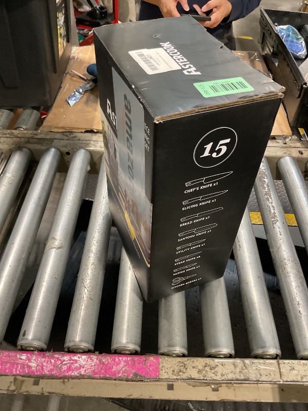 Photo 1 of *MISSING PARTS - See Clerk Notes*
Astercook Knife Set Kitchen with Block and Sharpener Full Tang 15 Pcs Premium Stainless Steel Knives Dishwasher Safe Utensils Set with Anti-slip Ergonomic Handle, Elegant Black, Valentine's Gift