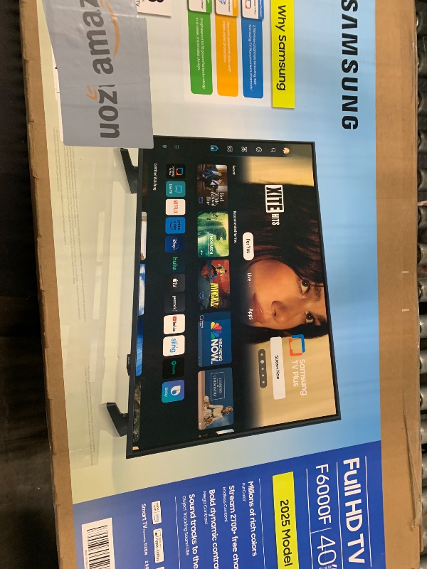 Photo 1 of (4/3/2026 ***FINAL SALE/NO RETURN, SOLD AS PARTS***)
SAMSUNG 40-Inch Class Full HD F6000 Smart TV (2025 Model) HDR, Object Tracking Sound Lite, Knox Security, One UI Tizen, Smart TV