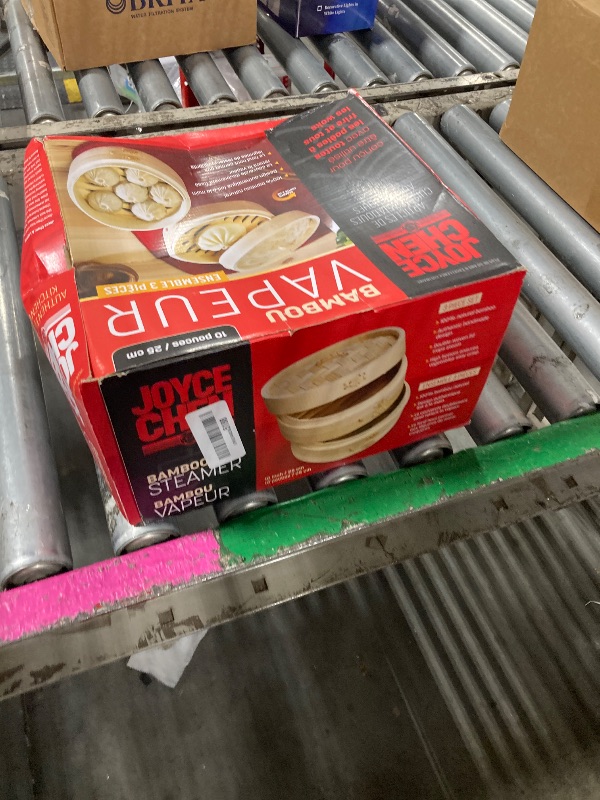 Photo 1 of ***DAMAGED AROUND THE RIM, ONLY LID AND 1 TRAY IN BOX, SELLING FOR PARTS, FINAL SALE***Joyce Chen 2-Tier Bamboo Steamer Baskets, 10-Inch***DAMAGED AROUND THE RIM, ONLY LID AND 1 TRAY IN BOX, SELLING FOR PARTS, FINAL SALE***