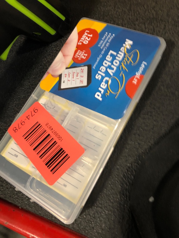 Photo 1 of (120 Count) SD Card Label Stickers/Flash Drive Labels with 6 Free SD Card Cases & a Storage Box - Stick-On, Removable