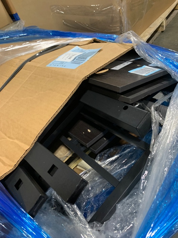 Photo 1 of ***Damaged Packaging*** ***Pick Up With Truck*** Queen Loft Bed with Desk and Storage Shelves, Queen Loft Bed with Wardrobe, Hanging Rod, Guardrail and Ladder, Balck