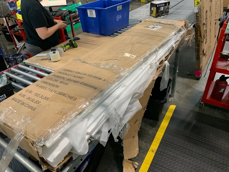 Photo 1 of ***Damaged Packaging*** ***Potentially Missing Parts*** Pamapic Farmhouse Kitchen Pantry Cabinet - 71" Tall Wooden Storage Cabinets with 2 Barn Doors, Versatile Storage Cabinet with Shelves & Drawers for Dining Room, Bathroom,White