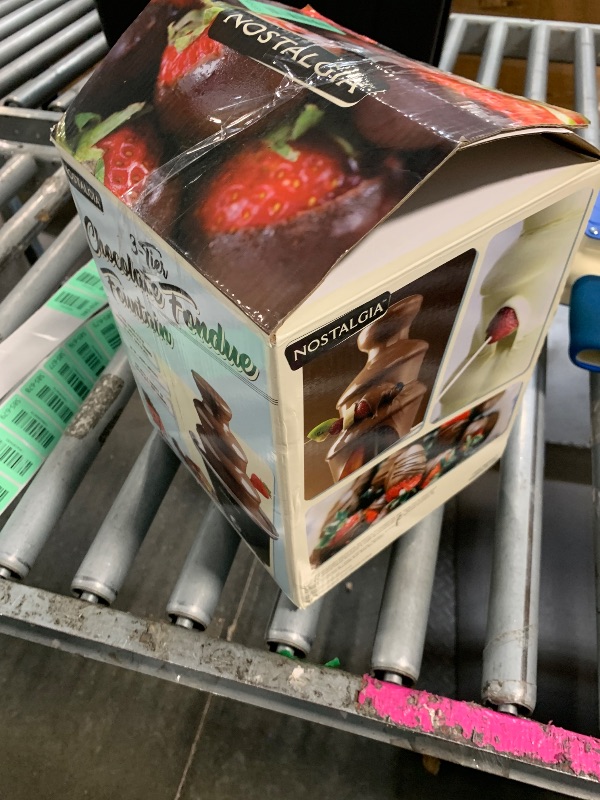 Photo 1 of ** SOLD AS IS, NO REFUND/RETURN** SEE COMMENTS!!
Nostalgia 3 Tier Electric Chocolate Fondue Fountain Machine for Parties - Melts Cheese, Queso, Candy, and Liqueur - Dip Strawberries, Apple Wedges, Vegetables, and More - 24-Ounce - Black, Small