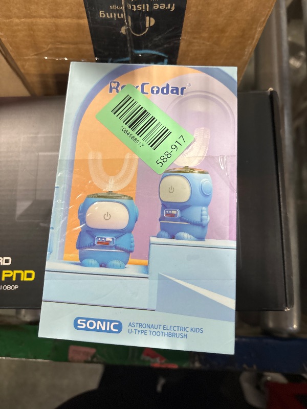 Photo 1 of ****View notes***RexCodar Ultrasonic Kid's U-Shaped Electric Toothbrush, IPX7 Waterproof, Five Cleaning Modes,Cartoon Astronaut, 60S Smart Reminder (6-12 Age (Blue))