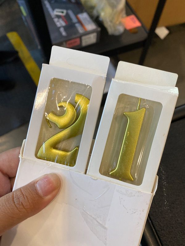 Photo 1 of *MINOR DAMAGE - USED*
Gold 21st &12th Birthday Number Candles for Cake, Number 21 12 1 2 Glitter Candle Party Anniversary Cakes Decoration for Kids Women or Men