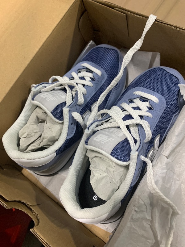 Photo 1 of **BLUE**New Balance Kids 237 Bungee Sneaker, WHITE/BLACK, 12.5 M Little Kid (4-8 Years)