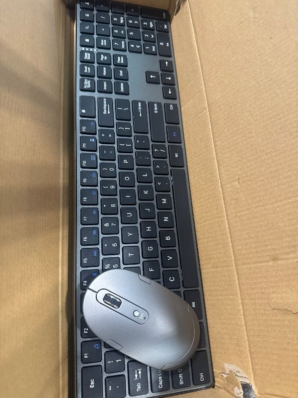 Photo 1 of ***cables are missing*** Amazon Basics Ultra Premium Wireless Keyboard and Mouse Combo, Rechargeable, Full-Size with Number Pad, Sleek Design, Plug and Play, Quiet Typing, 2.4GHz USB Receiver, Black