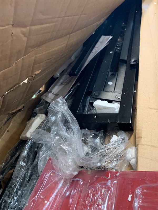 Photo 1 of ** used ** Halitaa LED Queen Size Bed Frame with Charging Station, Platform Metal Bed with Headboard Storage & USB Ports Outlets, Farmhouse Bed Frame with Lights for Bedroom, Noise Free, Wash Grey (Queen)