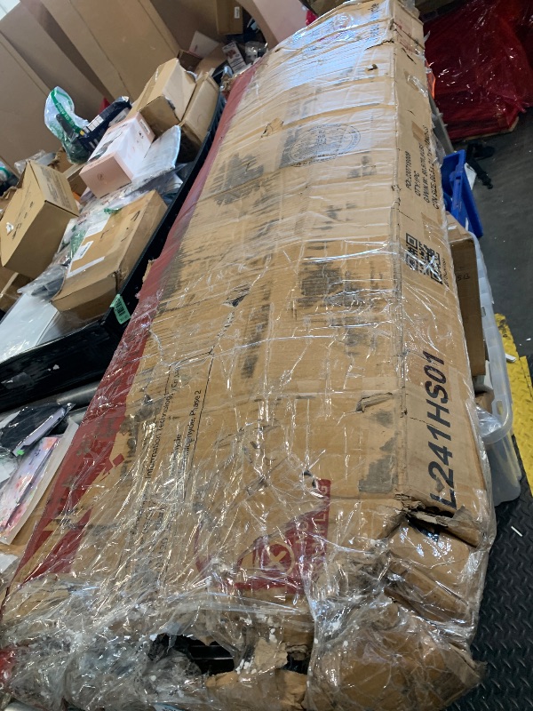 Photo 1 of ** used ** Halitaa LED Queen Size Bed Frame with Charging Station, Platform Metal Bed with Headboard Storage & USB Ports Outlets, Farmhouse Bed Frame with Lights for Bedroom, Noise Free, Wash Grey (Queen)