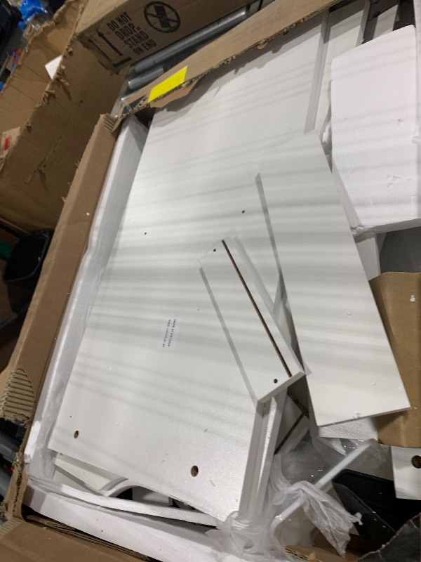Photo 1 of ** UNTESTED / NO RETURN *** COMHOMA Makeup Vanity Desk with Mirror and Lights, Vanity Table and Chair Set with 5 Drawers and Charging Station, Bedroom Dresser LED Mirror Stepless Dimmable & 3 Color Modes Adjustable, White