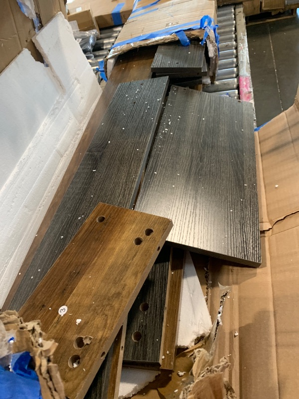 Photo 1 of ** NO RETURN *** LITTLE TREE 63 Inches Long Console Table, 2-Tier Farmhouse Sofa Table Behind Couch, Large Narrow Entryway Table for Living Room, Wooden Hallway Foyer Table with Heavy Duty Base, Rustic Brown and Grey