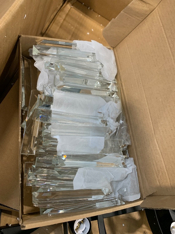 Photo 1 of ** no return / untested *** Lt-vt 31" Black Crystal Chandelier, Modern 6-Tier Ceiling Light with Clear Crystal Prisms, Luxury Pendant Lighting for Dining Room Entryway
