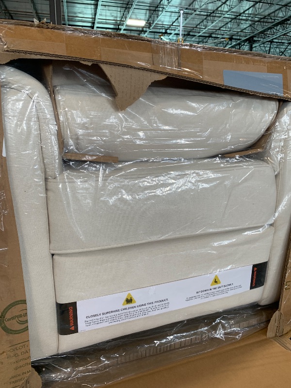 Photo 1 of ** NO RETURN *** Namesake Willa Pro Power Recliner and Swivel Glider in Performance Cream Eco-Weave, Built-in USB Charging Port, Adjustable Headrest and Lumbar Support | Greenguard Gold and CertiPUR-US® Certified