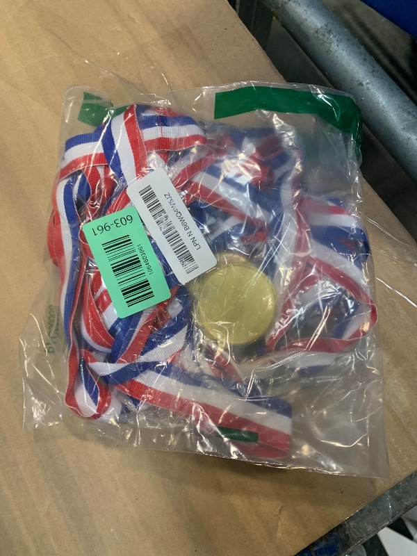 Photo 1 of 100 Packs Children's Gold Plastic Winner Medals Kids Golden Winner Awards Medals