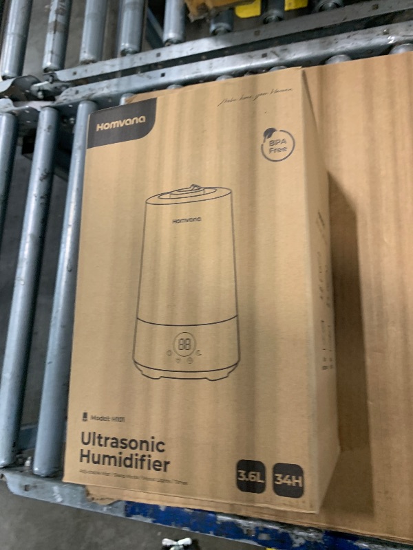 Photo 1 of **Deep scratches in front**

Homvana Humidifiers for Bedroom Home, 3.6 L Cool Mist Top-Fill 34H Super Long Time, Quiet 23dB, Baby Humidifier, Oil Diffuser for Large Room, House, Plant, Nursery, Office, BPA FREE, Ultrasonic (Grey)
