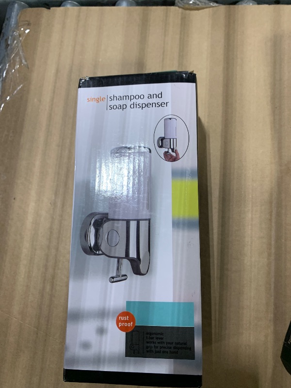 Photo 1 of **missing parts**No-Drill 500ml Single Head Manual Pressing Head Wall Mounted Soap Dispenser, Shower Liquid Shampoo and Soap Dispenser with Container for Bathroom, Kitchen (Transparent)