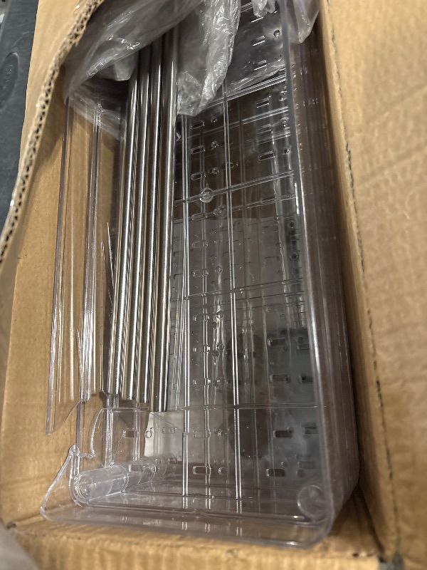 Photo 1 of **MISSING PARTS**
Yieach Clear 4 Tier Slim Rolling Storage Cart with Wheels,6.3?W Thin Shelf,Bathroom Storage Cabinet,Skinny Laundry Cart,Narrow Laundry Room Cart Between Washer and Dryer,Skinny Shelves for Small Space