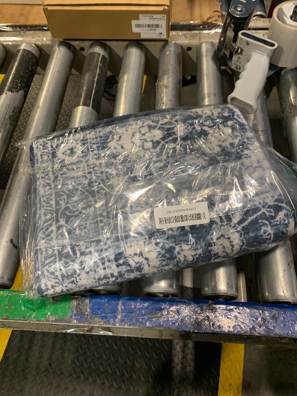 Photo 1 of **unknown size** OPPODREAM Thin Vintage Blue Area Rugs Retro Washable Rug Non Slip, Low-Pile Faux Wool Carpet, Distressed Navy Floor Mat for Living Room, Bedroom, Kitchen, Office, Dorm, Dinning Room