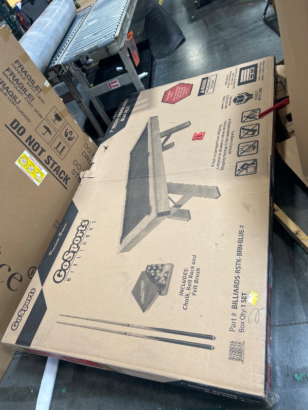 Photo 1 of ***FACTORY SEALED*****GoSports 7 ft Pool Table with Wood Finish - Modern Billiards Table with 2 Cue Sticks, Balls, Rack, Felt Brush and Chalk - Choose Your Style