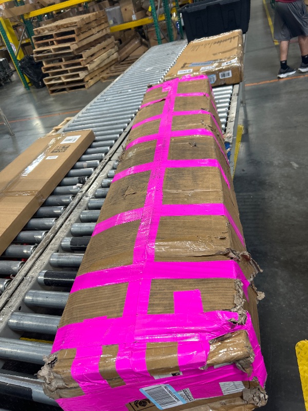 Photo 1 of ***MINOR CRACKS ON EDGES****LITTLE TREE 63 Inches Long Console Table, 2-Tier Farmhouse Sofa Table Behind Couch, Large Narrow Entryway Table for Living Room, Wooden Hallway Foyer Table with Heavy Duty Base, Rustic Brown and Grey