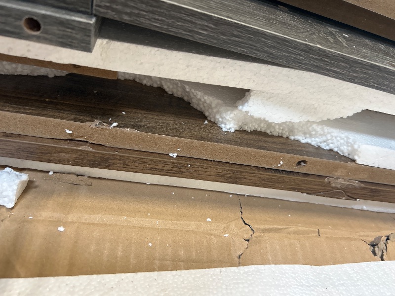 Photo 1 of ***MINOR CRACKS ON EDGES****LITTLE TREE 63 Inches Long Console Table, 2-Tier Farmhouse Sofa Table Behind Couch, Large Narrow Entryway Table for Living Room, Wooden Hallway Foyer Table with Heavy Duty Base, Rustic Brown and Grey