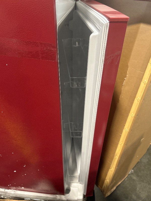 Photo 1 of ***MINOR DENTS****Frigidaire Retro Apartment Size Refrigerator with Top Freezer - 2 Door Fridge with 7.5 Cu Ft of Storage Capacity, Adjustable Spill-Proof Shelves, Door & Crisper Bins, Merlot